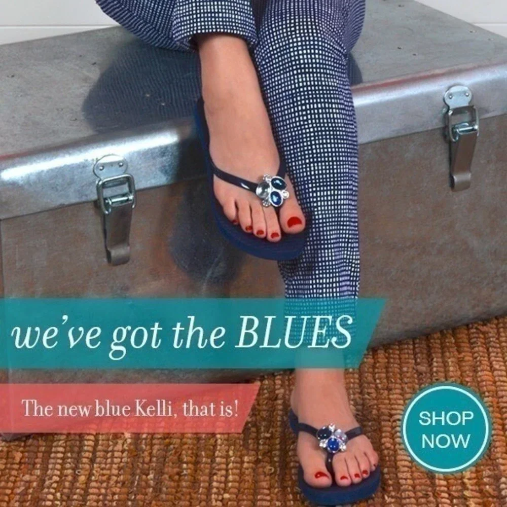 Lindsay Phillips Embellished Flip Flops Kelli Princess Blue Sz 7 sandals